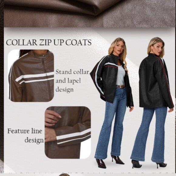 Oversize Brown Jacket Women Y2K Fashion Jacket Size Medium - Picture 11 of 13